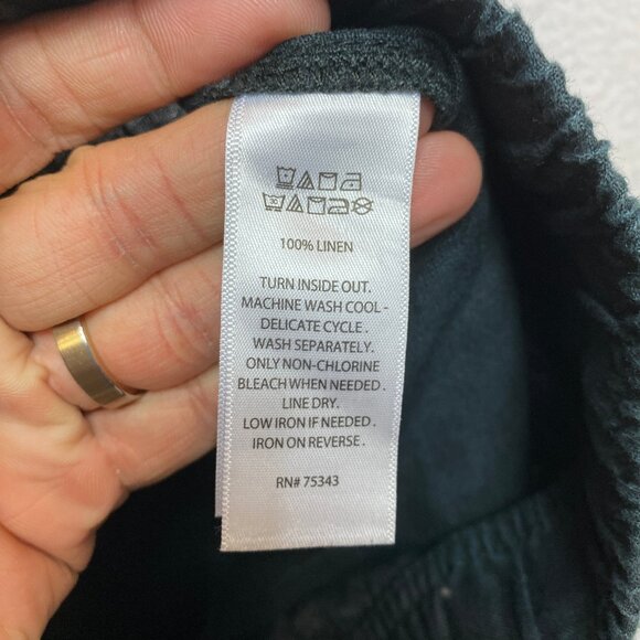 Joie Wide Leg Pants Womens L Black 100% Linen Cropped Elastic Waist Drawstring - Picture 3 of 7